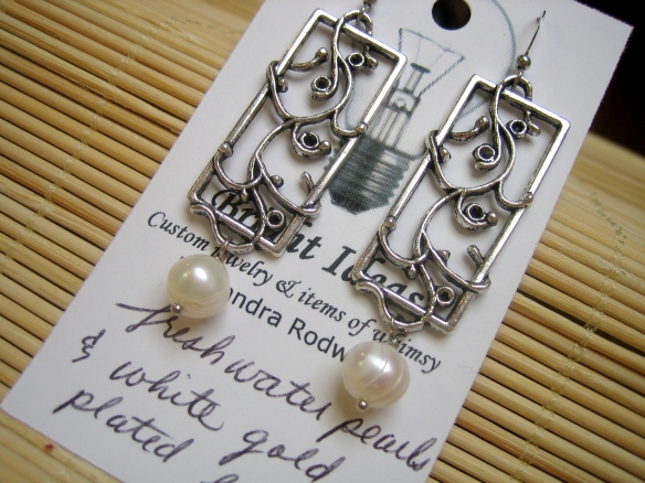 freshwater pearls and white gold plated earwires